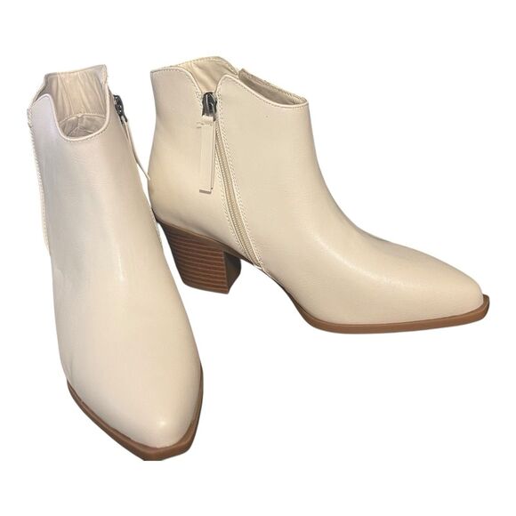 NIB Eloquii Elements Ivory Almond Toe Booties Sz 7.5 W Block Heel - Picture 8 of 16
